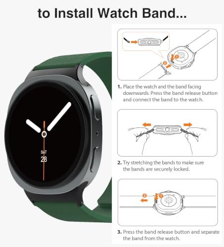 Nereides Magnetic Silicone Band Compatible with Samsung Galaxy Watch 9/8 40mm 44mm, Watch 8 Classic 46mm, Rugged Soft Waterproof Replacement Strap for Men Women (L, Green) by Nereides - Used condition - Image 6