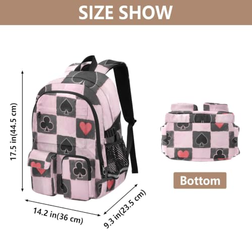 Mochila de viaje para laptop negra y rosa estilo ajedrez juvenil 3