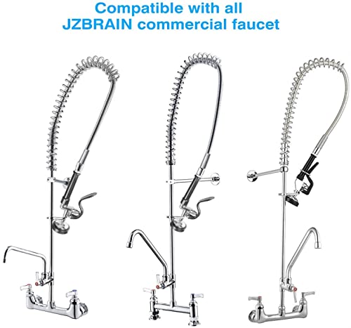 Jzbrain Pre Rinse Spray Valve Commercial Faucet Sprayer Head 1.42 Gpm High Pressure Dish Sprayer Nozzle With Hand Pull Down Sprayer Chrome Brushed (Black) #TOP3