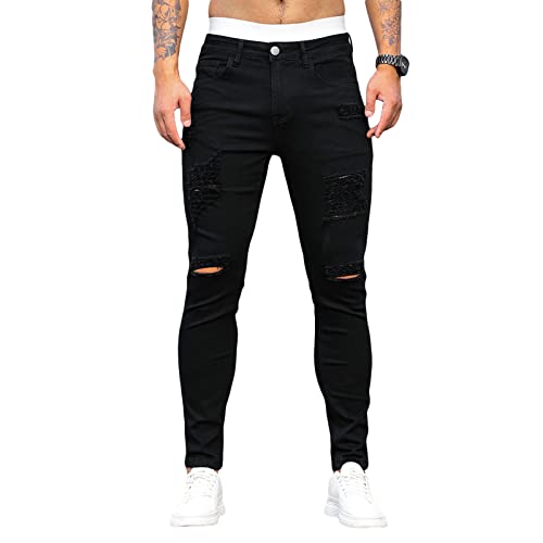 Loalirando Vaqueros Rasgados de Hombre Jeans Rotos Slim Fit Pantalones Skinny de Denim Pantalones...