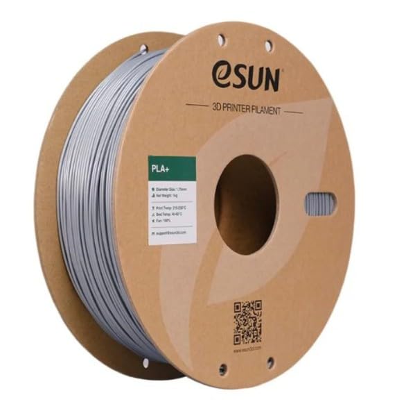 Image of eSUN PLA+ 3D Printing Filament 1.75mm High Speed Filament Speedy PLA Plus for Fast Printing, Dimensional Accuracy + /- 0.03mm, 1KG (2.2 LBS) Silver