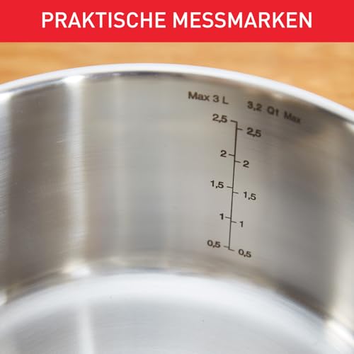 Tefal Duetto A70542 Kochtopf 20 cm, hochwertiger Edelstahl 18/10, graduiert, Ausgießdeckel, für alle Herdarten geeignet, auch Induktion 6