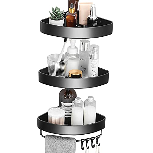 YANYUESHOP Shower Caddy Black Shower Caddie Adhesive Shower Organizer Corner Wall Mounted No Drilling for Bathroom Kitchen-B3 Layer