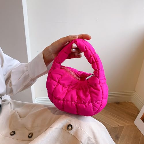 Image of Quilted MINI Handbag and Purses Women Puffer Nylon Hobo Cotton Padded Purse Work Travel Lightweight