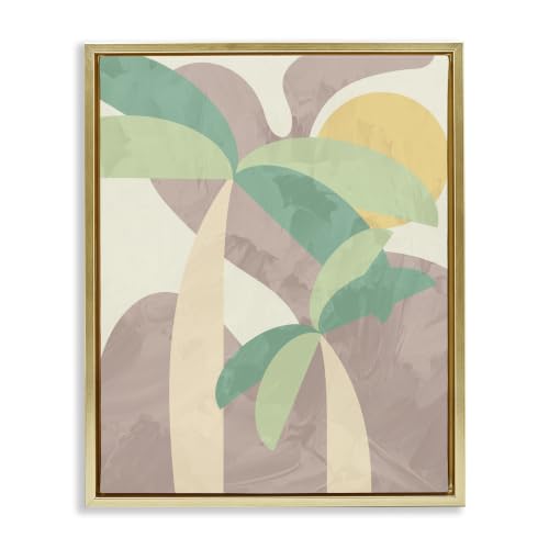 Abstract Tropical Palm Shapes, 16 x 20 Inch Canvas in Floater Frame