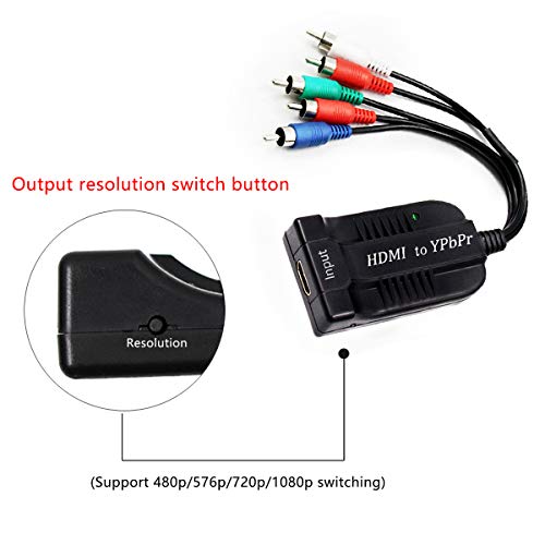 1080P HD Clear HDMI to Scaler Male RGB Component YPbPr Video and R/L Audio Scaler Adapter Converter