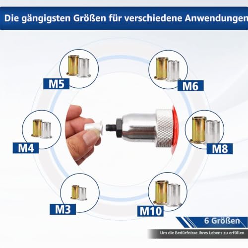 Foto von CCLIFE 500tlg Blindnietmuttern Set M3-M10 Flachkopf Nietmuttern