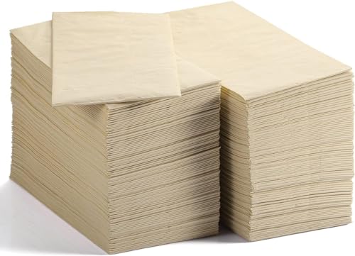 LEKOCH 300Pcs Disposable Cocktail Napkins, 40x40cm 2-Ply Thick Bamboo Paper Napkins | 100% Compostable, Biodegradable | for Wedding, Party, Dinner, Bar, Everyday Use