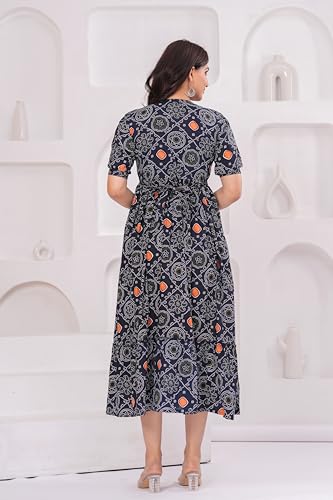 Image of Stylish Women's Pure Cotton All Over Printed Kurti Gown, Maternity Dress, and Feeding Dress - Comfortable and Elegant Maternity Wear for Women