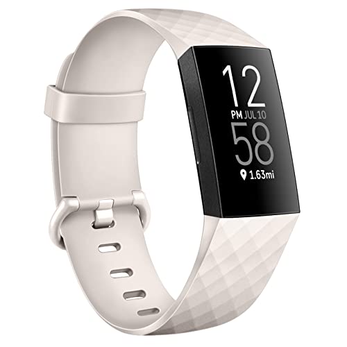 Image of Tobfit Watch Strap Compatible with Fitbit Charge 4 / Fitbit Charge 3 (Watch Not Included), Removable Soft Belts for Charge 3 /4 Wristband, Smartwatch Band for Men & Women (L, Starlight)