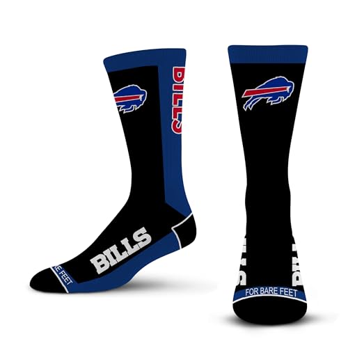 For Bare Feet - NFL MVP Classic Adult Unisex Crew Socks (US Alpha Large Regular Regular Buffalo Bills)