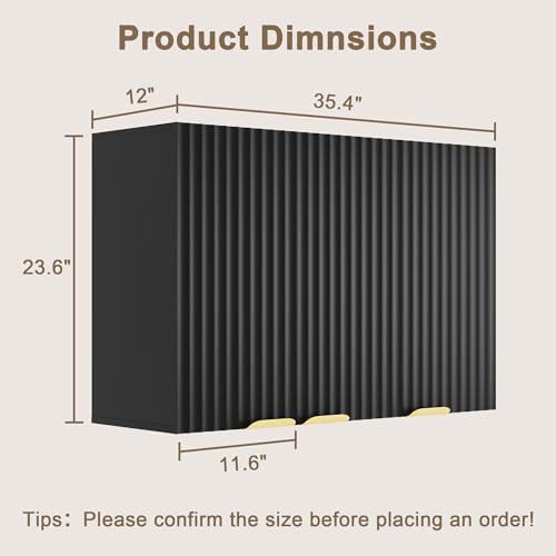 ChooChoo Bathroom Wall Cabinet, Laundry Room Cabinet with 3 Fluted Doors - Image 3