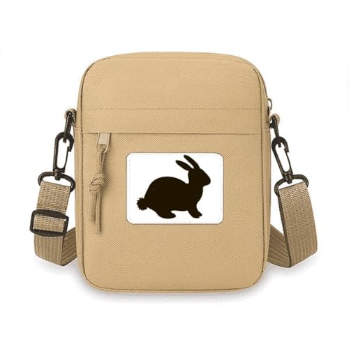 Sac à bandoulière pour téléphone portable motif lièvre noir pochette femme