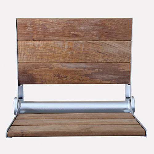Magnus Home Products Monetta Wall-Mount Folding Shower Seat, 17 3/8" L x 15" W, Teak