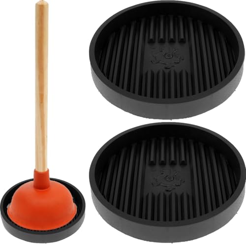 Image of 2 Pcs Black Toilet Plunger Holder Only, Air Drying Tray for Quick Dry, Universal Plunger Holder for Bathroom and Kitchen
