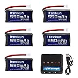 5 Pcs 3.7V 550mAh 20C Rechargeable Lipo Battery with 5 x 1 USB Charger for Syma X5C cheerson CX30 skytech M68 BBS 868 Quadcopter RC Drone Spare Parts