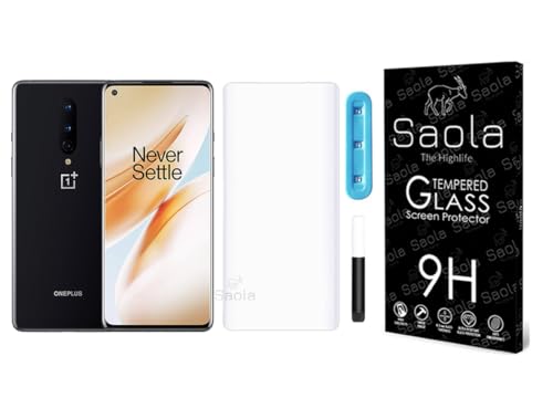 Image of Saola Curved UV Tempered Glass For OnePlus 8. Comes With UV Light & Glue For Finest Pasting. Edge To Edge Protection With Case Friendly Fit. (Pack Of 1)
