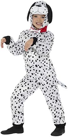 Smiffys Dalmatian Costume, Black & White with Hooded Jumpsuit & Tail, Children's Animal Fancy Dress, Animal Dress Up Costumes