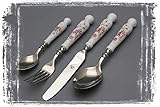  BOHEMIA 1987 ROSAROTE ROSEN Besteck Set BB 24teilig mit Holzbox