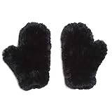 Glamourpuss NYC Knitted Faux Fur Mitten Jet Black