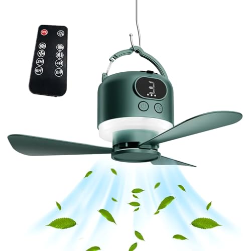 Ventilateur de plafond de camping rechargeable avec télécommande sans fil