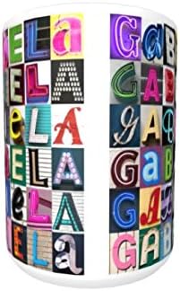 GABRIELA Coffee Mug / Cup - using photos of sign letters - personalized
