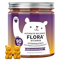Intimate Balance Flora Vitamin – Benessere Intimo – con Vitamina B2 (Riboflavina) e Vitamina C – 90 pezzi (3 mesi) – Multivitaminico Donna – Senza zuccheri aggiunti, Vegan – Bears with Benefits