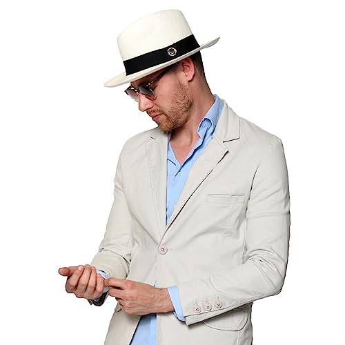 Chapéu Panamá Original Branco Montecristi Palha Toquilla (M)