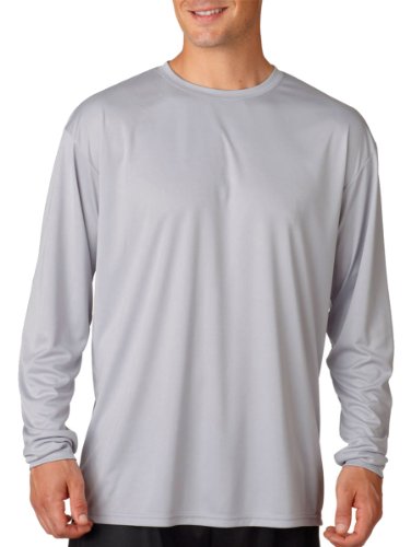 A4 Adult Cooling Performance Long-Sleeve T-Shirt, Silver, X-Large