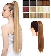 SARLA Straight Wrap Around Ponytail Extension Light Auburn Long Synthetic Hair Pieces for Women 2...