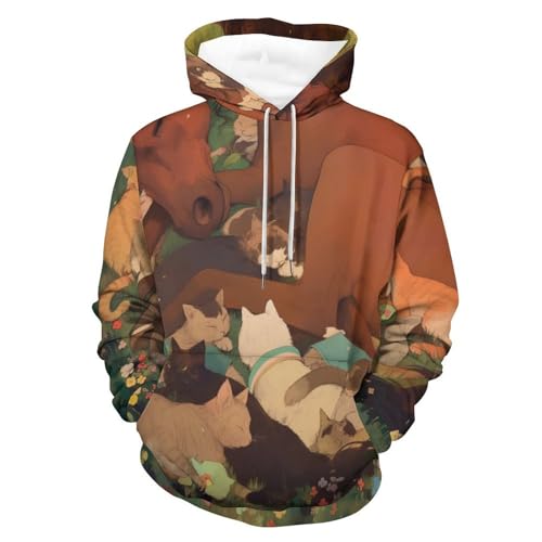 Sweatshirt Fille Fleur Cheval Chat pullover manches longues S