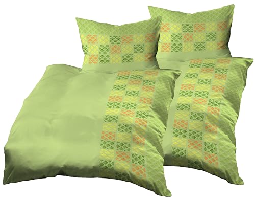 Parure de lit 4 pièces microfibre vert clair à carreaux 140 x 200 cm pour lit