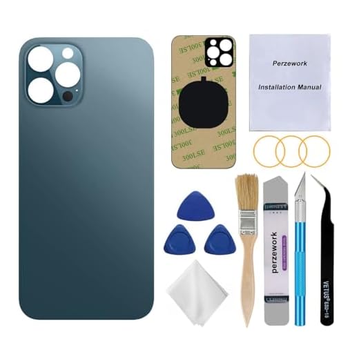Perzework OEM Rear Back Glass Replacement (Pacific Blue) Compatible with iPhone 12 pro max 6.7 inches All Carriers with Pre-Installed Adhesive and Repairing Tool Kits