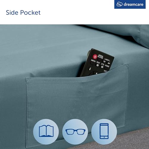 image for DREAMCARE Queen Sheet Set – 4 pcs Cooling Sheets – up to 21” Ext