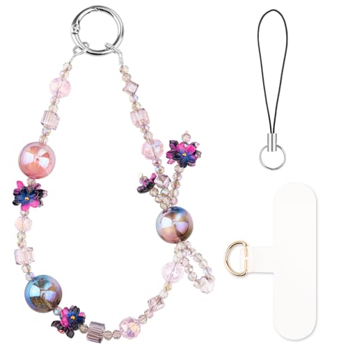 HONZUEN Handykette Perlen Kurz, Charms Anhänger Handy Kette