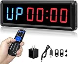 Naoeleii Gym Timer Clock for Home Gym with Remote, 1.5' Gym Clock Timer Stopwatch Count Down/Up, Workout Timer Interval Clock with Buzzer, Interval Training Timer for Home Garage Outdoors