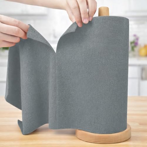 Image of Microfiber Cleaning Cloth Roll, 20Pcs, 4000 Times Washable, Ultra Absorbent, Lint Free, Tearable, Reusable, 25x25cm, 200 GSM - 10X Cheaper Than Paper Kitchen Towel for Kitchen