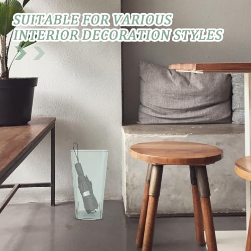 Beavorty Cubo Organizador de Paraguas Redondo en Plástico Transparente Diseño Moderno y Resistente, Soporte para Paraguas para Interiores y Zonas de Entrada - imagen 7