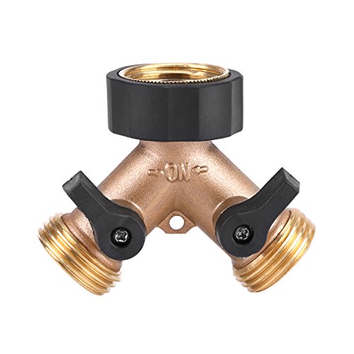 Image of Brass Tap Adapter, 2 Way Y Shape 3 /4 Hose Connector Garden Irrigation,