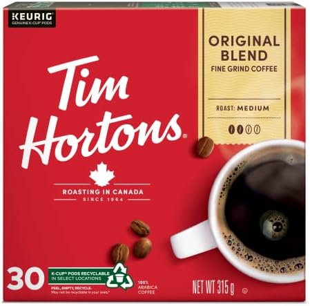 Tim Hortons Original Blend Coffee, Single Serve K-Cup Pods, Mediu...