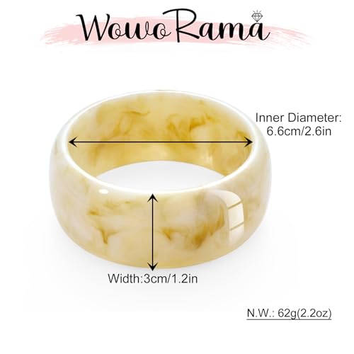 WOWORAMA Colorful Resin Acrylic Bangle Bracelets for Women Geometric Chunky Mottled Acetate Resin Bangles Wide Acrylic Plastic Bracelets Statement Jewelry