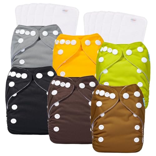 ALVABABY Newborn Cloth Diapers for Less Than 12 Pounds Boys Girls Reusable Adjustable Cloth Diaper Nappy 6 Pakcs Pocket with 12 Inserts 6SVB04-CA