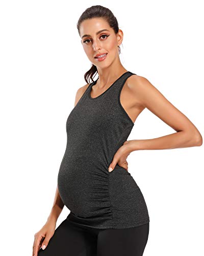 Glampunch 3Pcs Maternity Yoga Tops Sleeveless Racerback Workout Athletic Maternity Tank Tops Pregnancy T-Shirt #TOP2