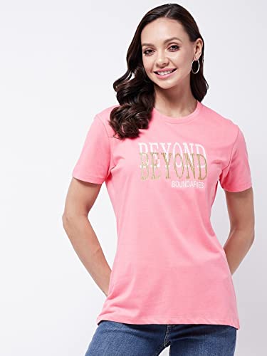 Image of Modeve Women Printed Cotton Blend Half Sleeve Round Neck T-Shirt for Summer