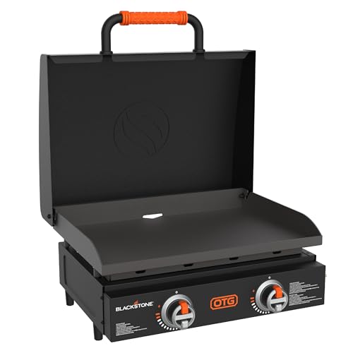 Blackstone OTG 22 Inch Tabletop Griddle Plate with Built-In Hood, Black - Portable Outdoor Grill Appliances for Camping, Tailgate Grilling, and On-the-Go Kitchen Cooking