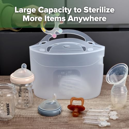 Image of Haakaa Silicone Microwave Steamer & Steriliser Bag, 70oz /2000ml Large Capacity Reusable Steaming Bags for Baby Bottles,Breast Pump,Accessories,Pacifiers,Teethers, Great for Home&On The Go,Frosted /1PC