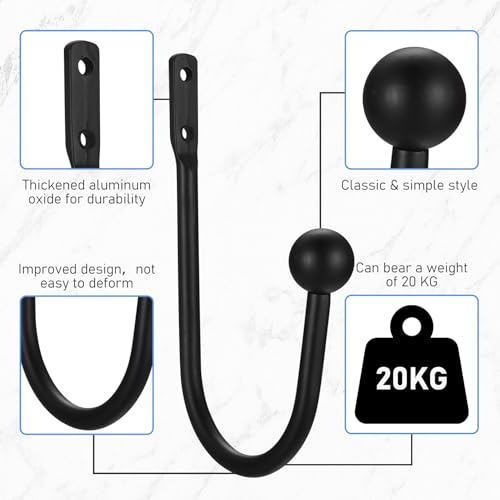 XxinXrongMetal Curtain Holdbacks, 2 Pcs Curtain Drapery Holdbacks, Curtain Tieback Hooks, Wall Mounted Window Curtain Holder Hooks, Drapery Holdbacks for Fixed Curtain or Hanging Items (black) - Image 3