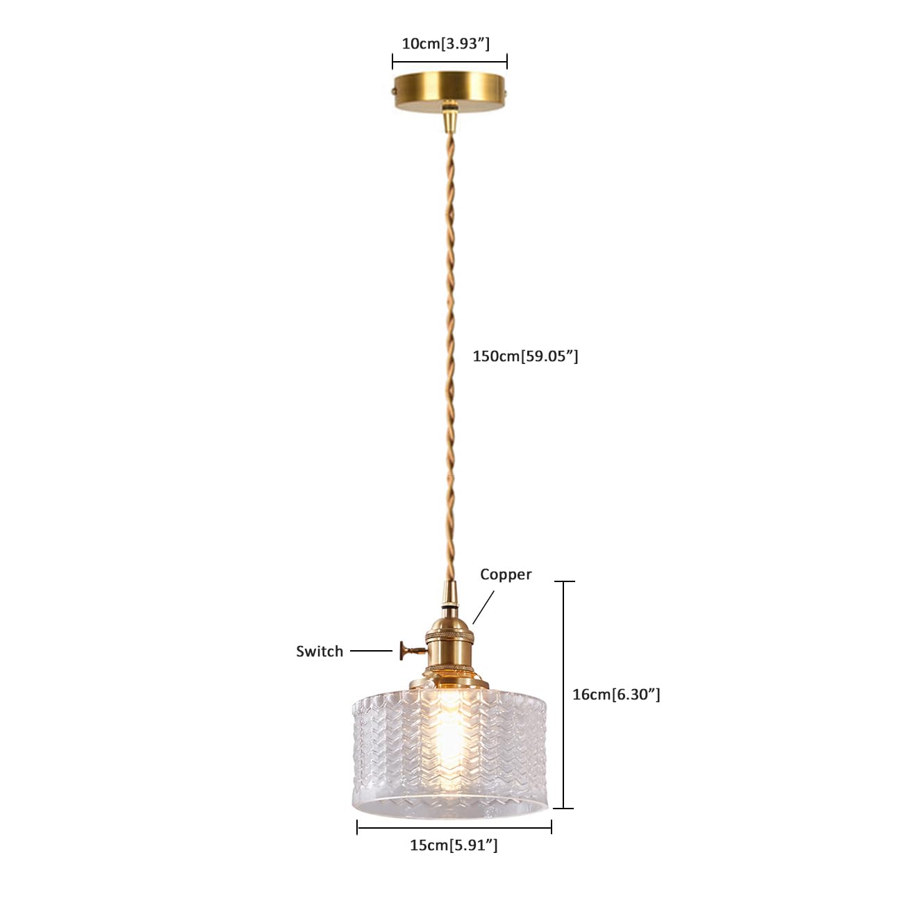 Theopractick Retro Glass Pendant Lights in Brass Finish - Image 2