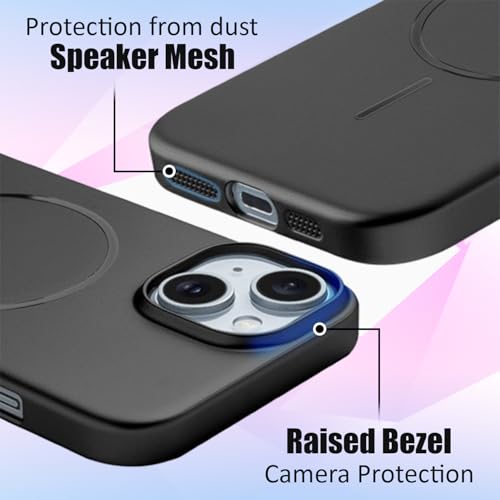 Image of AIBEX Ultra-Thin Mag-Saf Back Cover Case Compatible with iPhone 15| Slim Fit Scratch-Resistant Matte | Magnetic Wireless Charging | Microfibre Lining | Camera Protection (PC Material) - Black