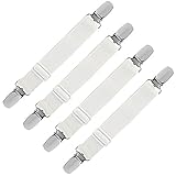 LIHAO ベッドシーツクリップ ズレ防止 クリップ 布団クリップ 調節可能 シーツ 布団 滑り止め シーツ固定 4本入 アイロン台カバークリップ 白 ズレ防止クリップ ソファー シーツ ズレ防止